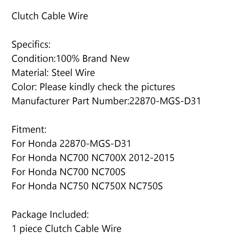 Motorradkupplungskabel 22870-mgs-d31 für Honda NC700 NC700X/S NC750 NC750X/S