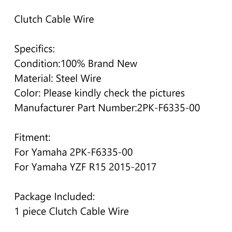 Motorcykelkopplingskabelbyte 2PK-F6335-00 för Yamaha YZF R15 2015-2017 Generic