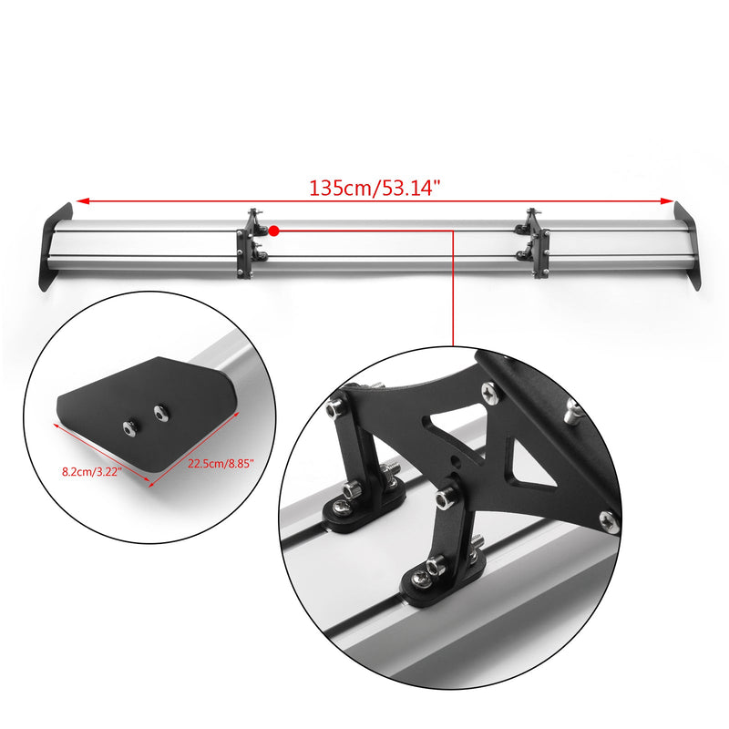 135 cm universal baklucka, justerbar aluminium GT bakspoiler, generisk