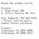 Interruptor elétrico da janela do lado do motorista para Volkswagen VW Transporter T5 T6 Generic