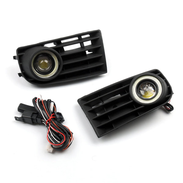 2Pcs Front Angel Eyes Fog Lights + Grille For VW Golf 5 MK5 Rabbit 2003-2009