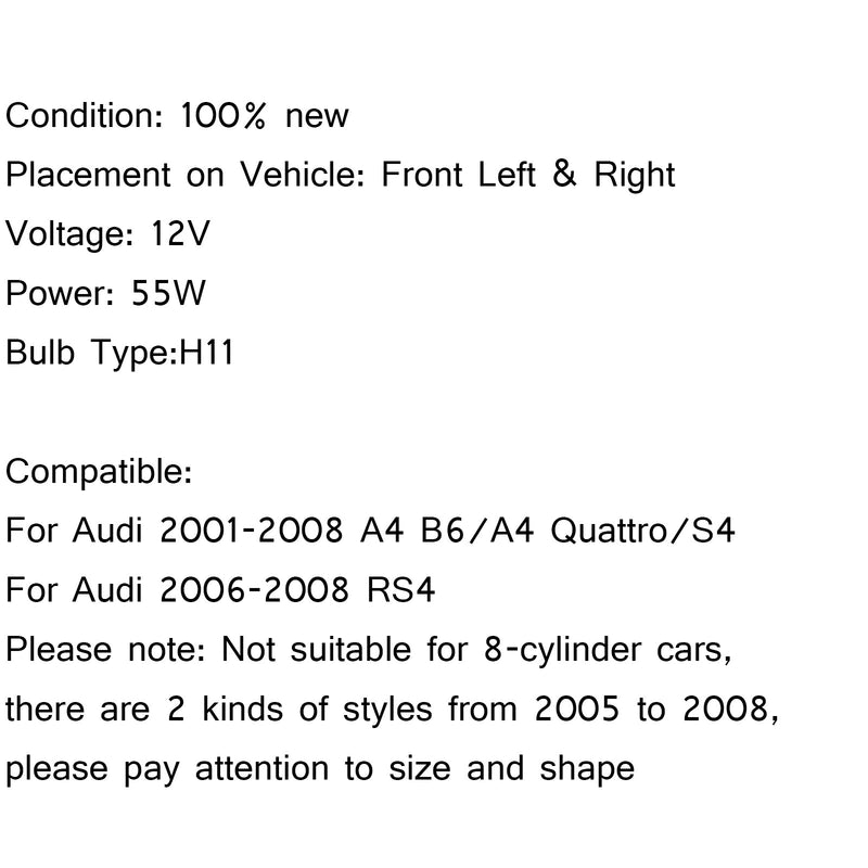 Para przednich lewych i prawych halogenowych świateł przeciwmgłowych do Audi A4 S4 B6 RS4