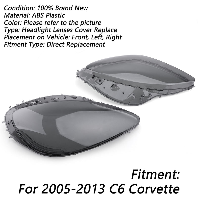 Reemplazo de lentes de faros delanteros ahumados y kit de molduras de sellos negros para Corvet C6 05-13 ahumado Genérico