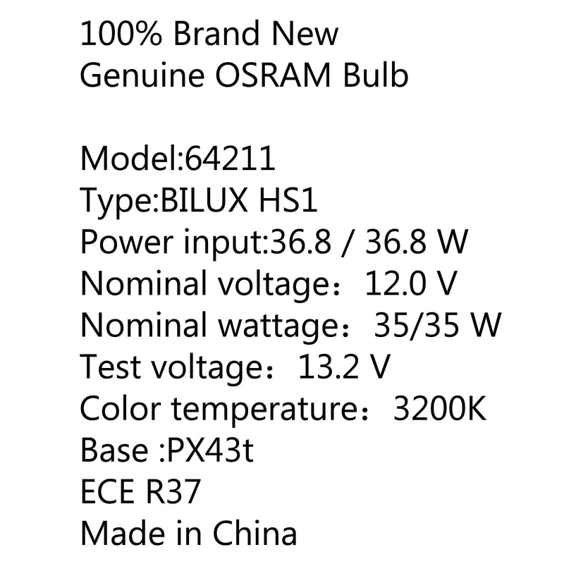 OSRAM 35/35W 12V HS1 PX43T 64185 BILUX Motorradscheinwerfer Halogenlampe generisch