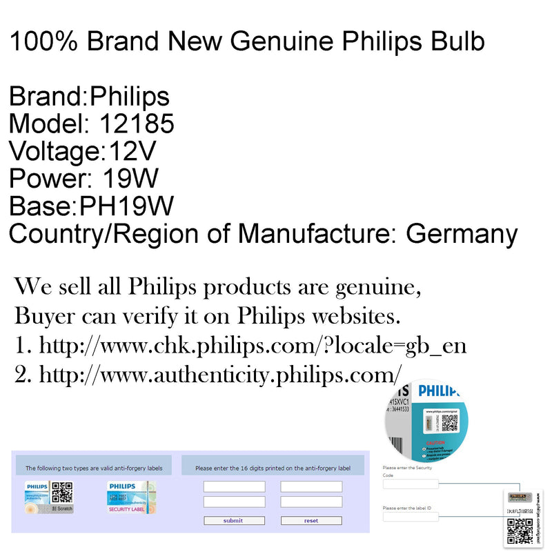 Philips 12185 Valeo 12V Ph19W Blinker Tagfahrlicht Nebelscheinwerfer Glühlampe generisch