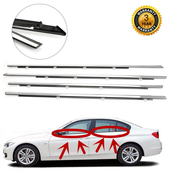 4pcs Chrome Weatherstrip Window Moulding Trim Seal Belt For Accord 2008-2012