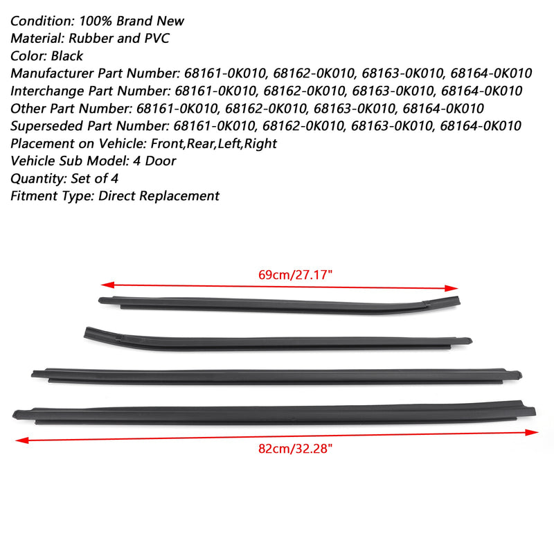 Väderlist 4-dörrars gummitätning för Toyota Hilux KUN26 KUN36 GGN25 TGN16 TGN36 Generic