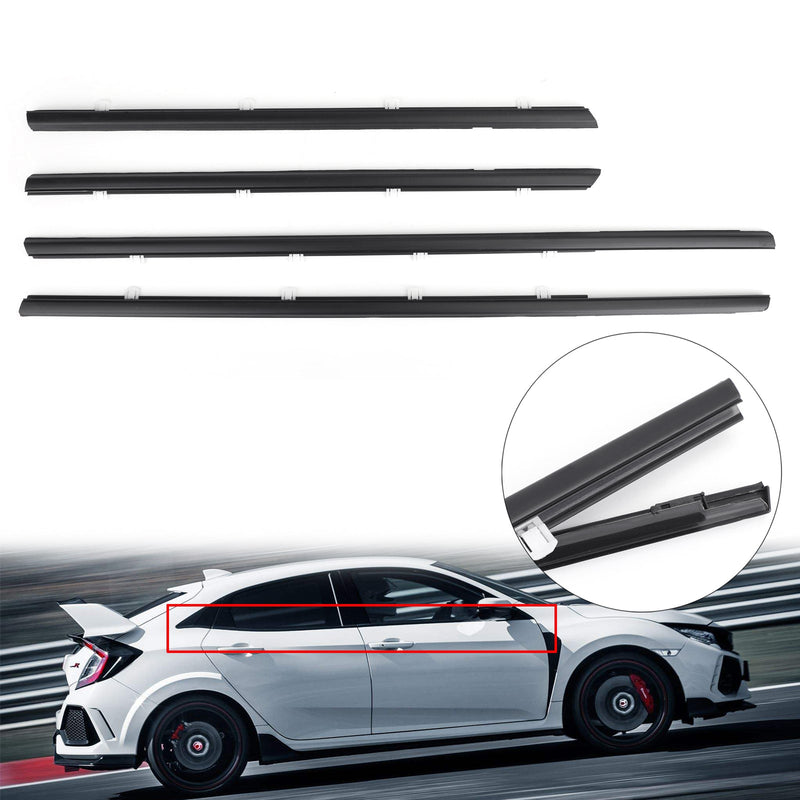 2012-2015 Honda Civic 4 Stück Auto-Dichtungsstreifen Fensterformleiste Dichtungsgürtel Generisch