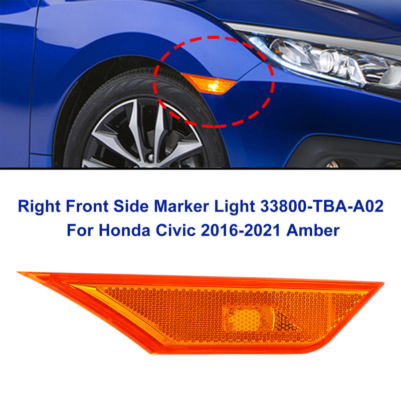 2 × vordere Seitenmarkierungsleuchte für Honda Civic 2016–2021, gelb, generisch