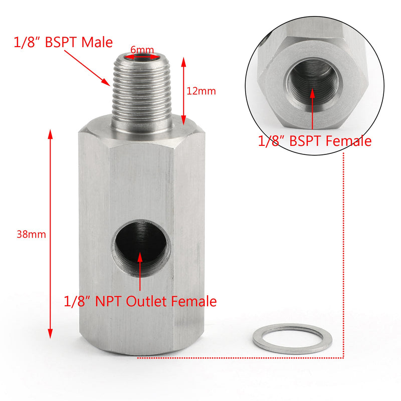 1/8" BSPT öljynpaineanturin T-paita NPT Adapter Turbo Supply Line Mete