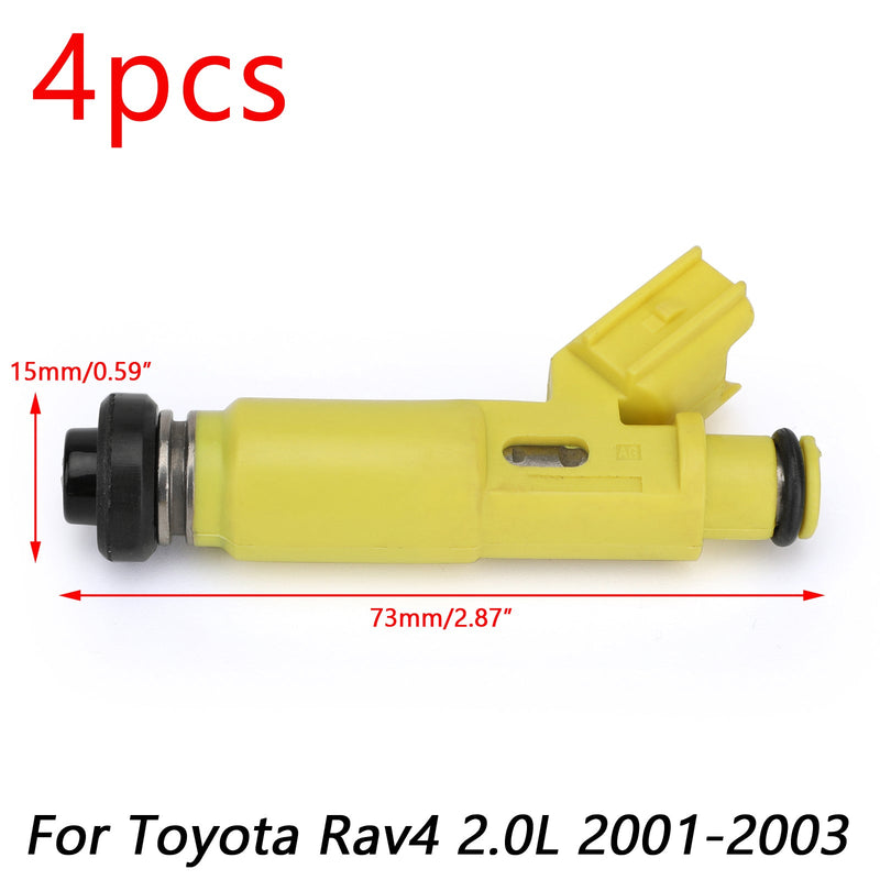 4 inyectores de combustible de flujo coincidente para 23250-28050 2001-2003 Toyota Rav4 2.0L nuevo genérico