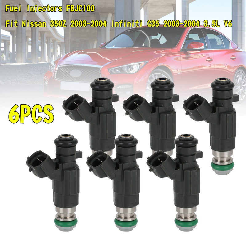 6 inyectores de combustible FBJC100 aptos para Nissan 350Z 03-04 Infiniti G35 2003-2004 3.5L V6 genérico