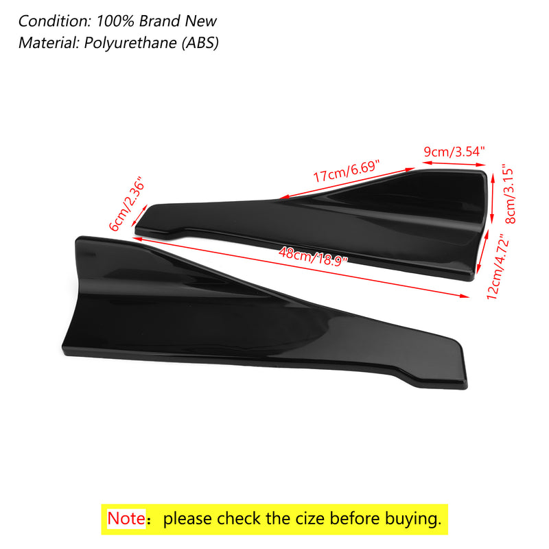 48 cm Rock Spoiler Bak Leppe/Side Extension Rocker Splitter Winglet Wings Black Generic