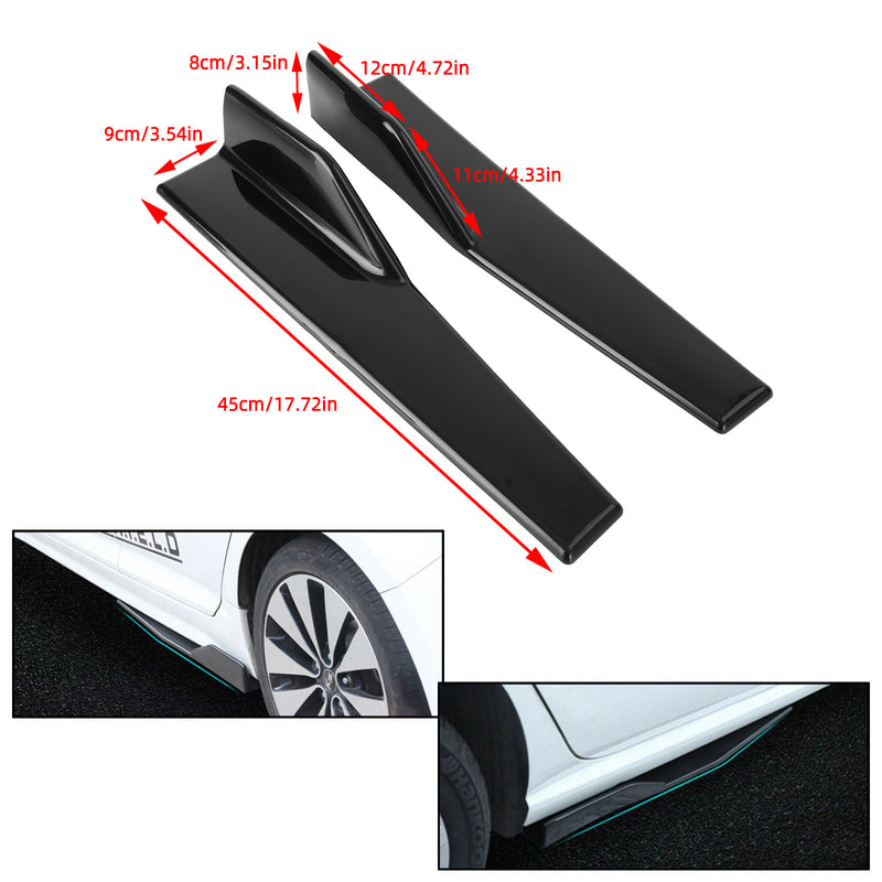 Par de faldones laterales negros brillantes para coche de 45cm, difusor divisor de balancín, alas genéricas