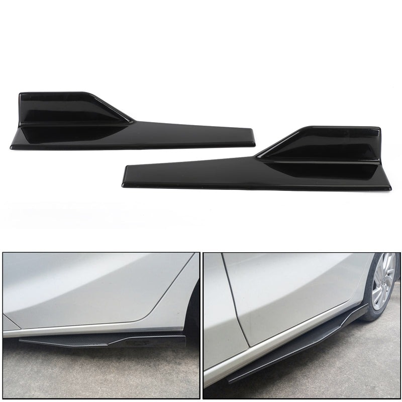 Par de faldones laterales negros brillantes para coche de 45cm, difusor divisor de balancín, alas genéricas