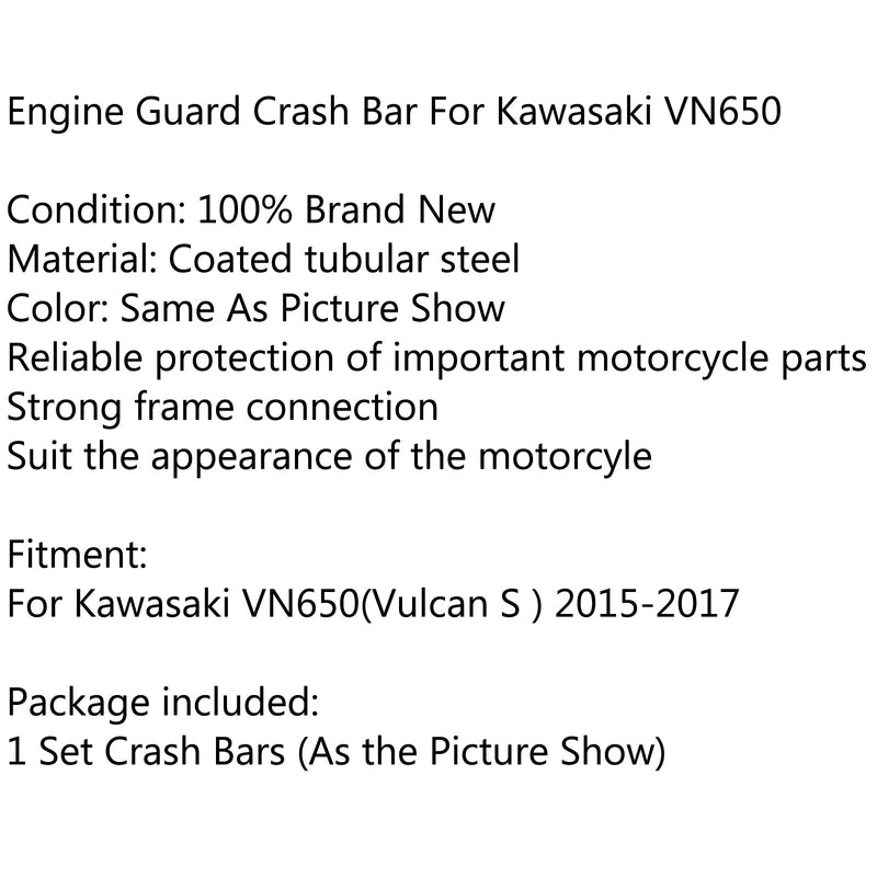 Schwarzer Motorschutzbügel für Sturzbügel für Kawasaki VN650 (Vulcan S) 2015-2022 Generic