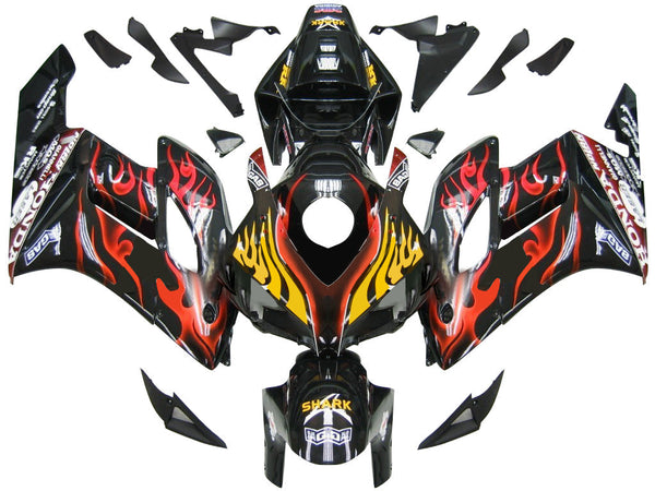 Fairings 2004-2005 Honda CBR 1000 RR Black & Red Flame Shark Generic