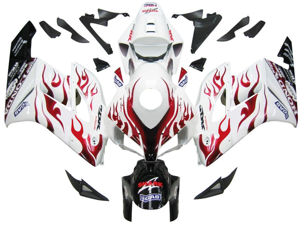 Carenagens 2004-2005 Honda CBR 1000 RR Branca e Vermelha Flame Shark Racing Genérica