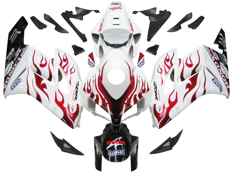 Fairings 2004-2005 Honda CBR 1000 RR White & Red Flame Shark Racing Generic