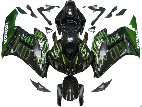 Fairings 2004-2005 Honda CBR 1000 RR Black & Green Flame Generic