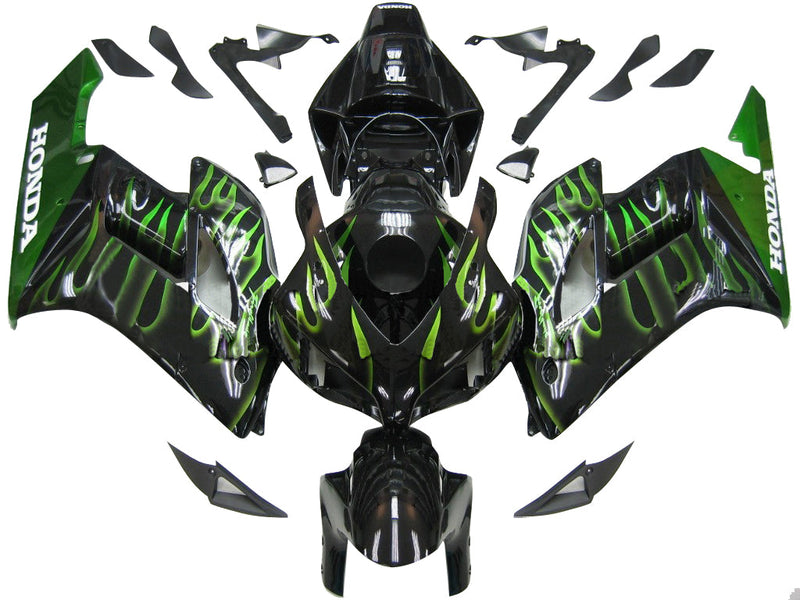 Verkleidungen 2004-2005 Honda CBR 1000 RR Black &amp; Green Flame Generic