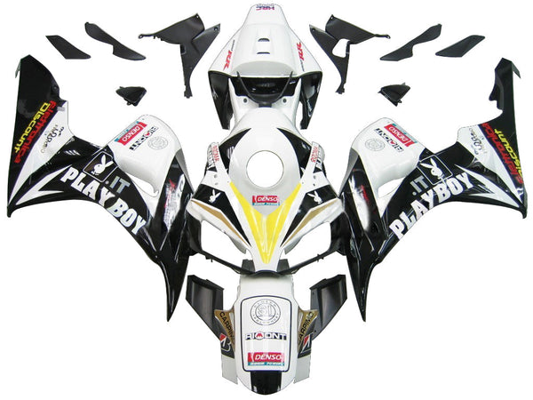 Carenagens 2006-2007 Honda CBR 1000 RR Branca e Preta Playboy Genérica