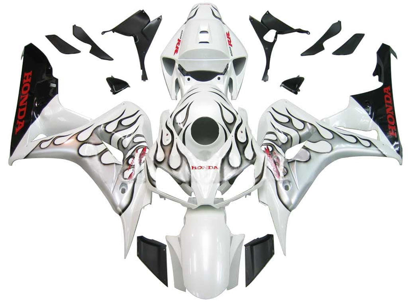 Carenados 2006-2007 Honda CBR 1000 RR Blanco y Negro Plata Llama Genérico