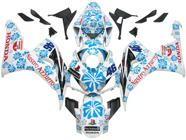 Fairings 2006-2007 Honda CBR 1000 RR White & Blue Floral Generic