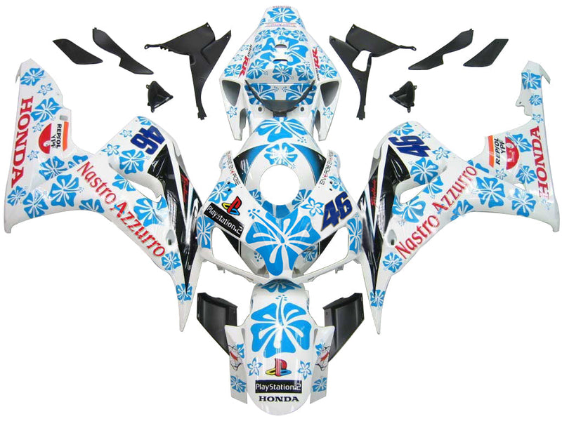 Carenados 2006-2007 Honda CBR 1000 RR Blanco y Azul Floral Genérico