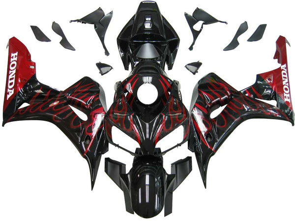 Owiewki 2006-2007 Honda CBR 1000 RR Black & Red Flame Generic