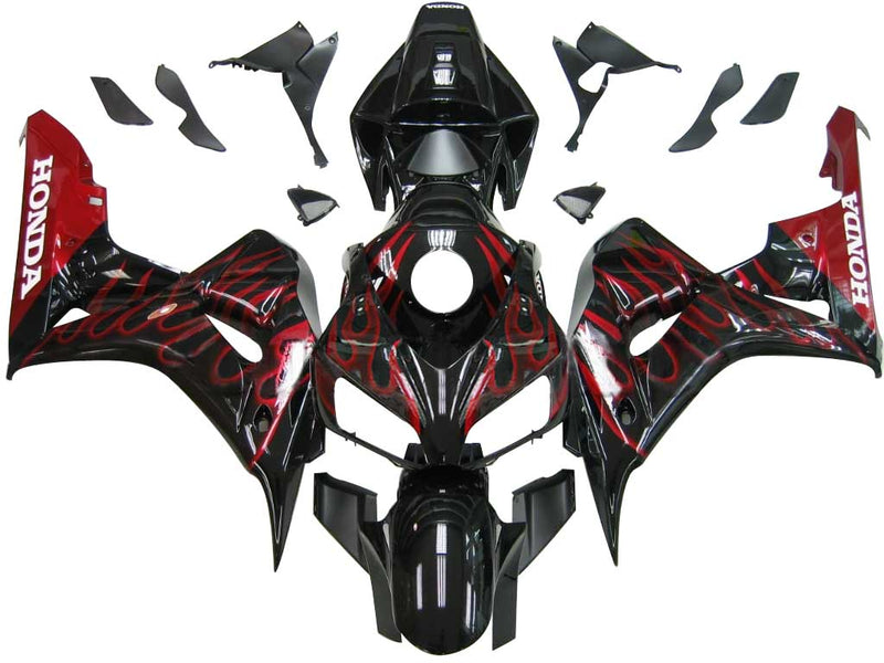 Carenagens 2006-2007 Honda CBR 1000 RR Preto e Vermelho Flame Genérico