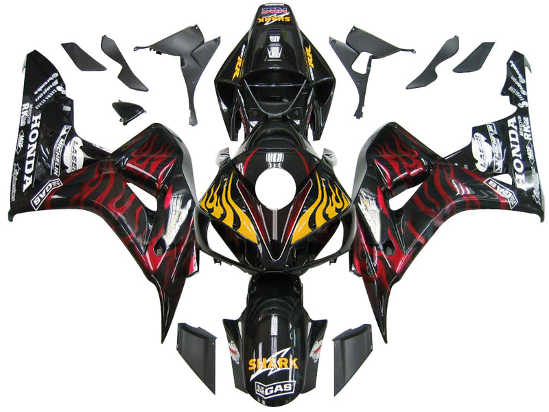 Fairings 2006-2007 Honda CBR 1000 RR Black & Red Flame Shark Racing Generisk