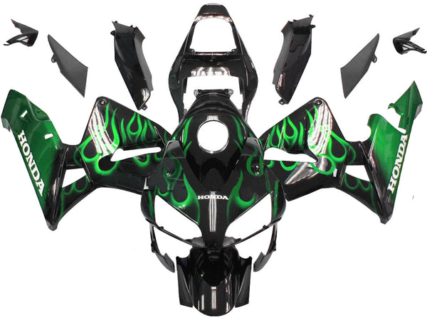 Owiewki 2003-2004 Honda CBR 600 RR Black & Green Flame Generic