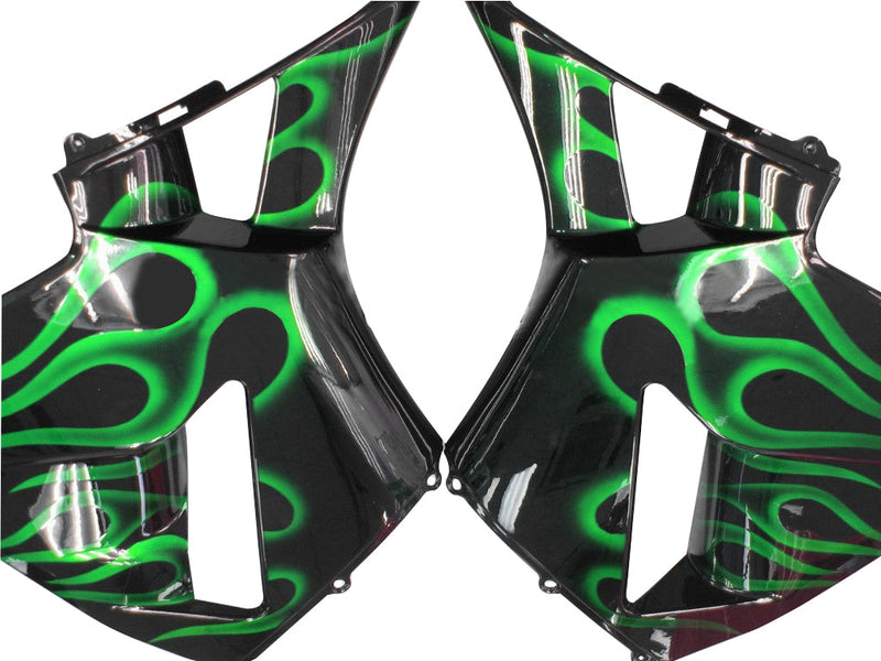 Fairings 2003-2004 Honda CBR 600 RR Black & Green Flame Generic