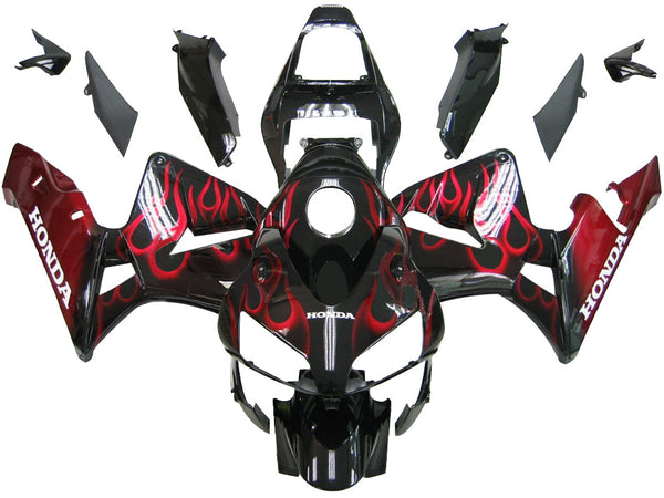 Fairings 2003-2004 Honda CBR 600 RR Black & Red Flame Racing Generic