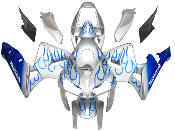 Fairings 2005-2006 Honda CBR 600 RR Silver & Blue Flame Generic