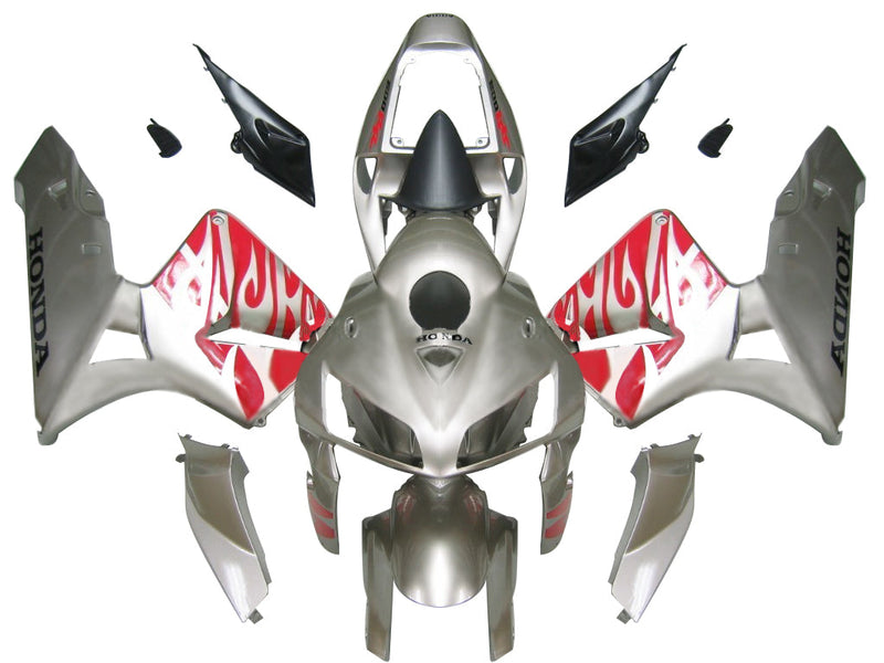 Carenados 2005-2006 Honda CBR 600 RR Plata y Rojo Tribal Racing Genérico