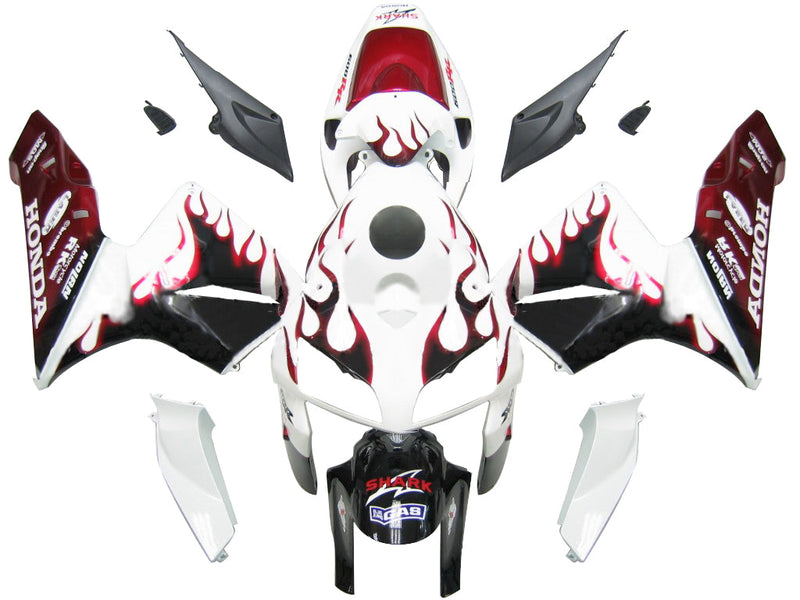 Owiewki 2005-2006 Honda CBR 600 RR Biała Czarno-Czerwona Płomień Generic