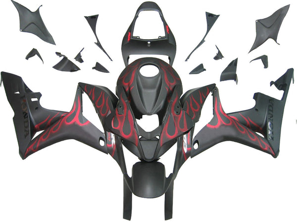 Carenagens 2007-2008 Honda CBR 600 RR Matte Black &amp; Red Flame CBR Generic