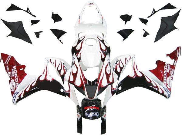 Carenagens 2007-2008 Honda CBR 600 RR Branco Preto e Vermelho Flame CBR Racing Generic