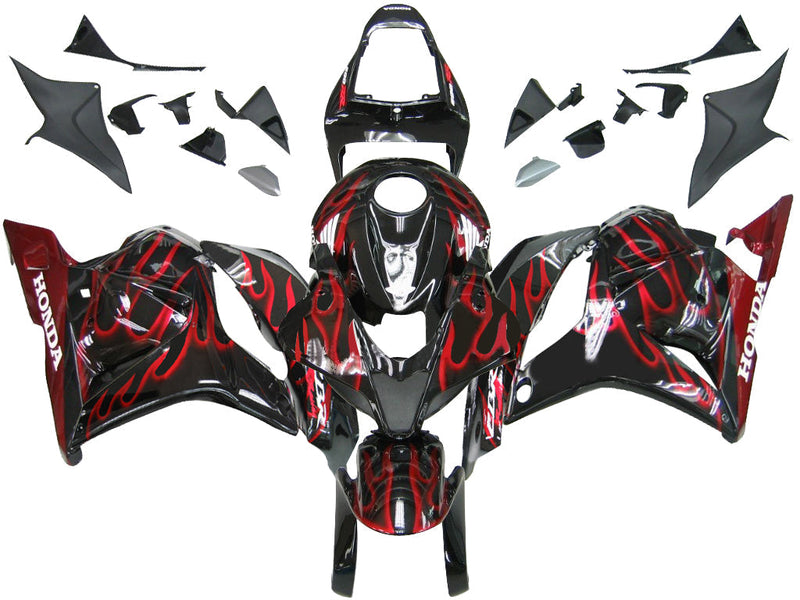 Fairings 2009-2012 Honda CBR 600 RR Black & Red Flame Generic