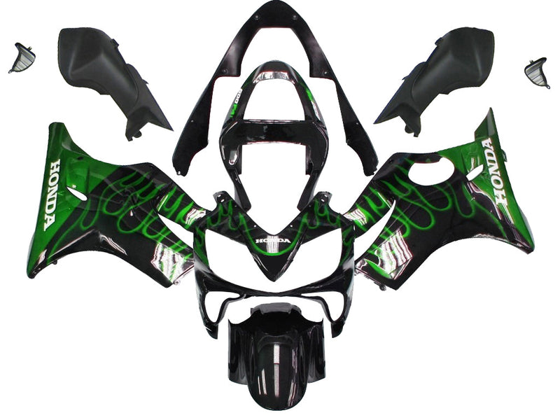 Fairings 2001-2003 Honda CBR 600 F4i Black & Green Flame Racing Generic