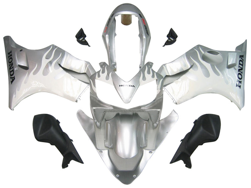 Fairings 2004-2007 Honda CBR 600 F4i Silver & White Flame Racing Generic