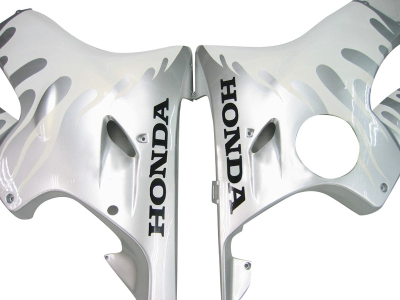 Fairings 2004-2007 Honda CBR 600 F4i Silver & White Flame Racing Generic