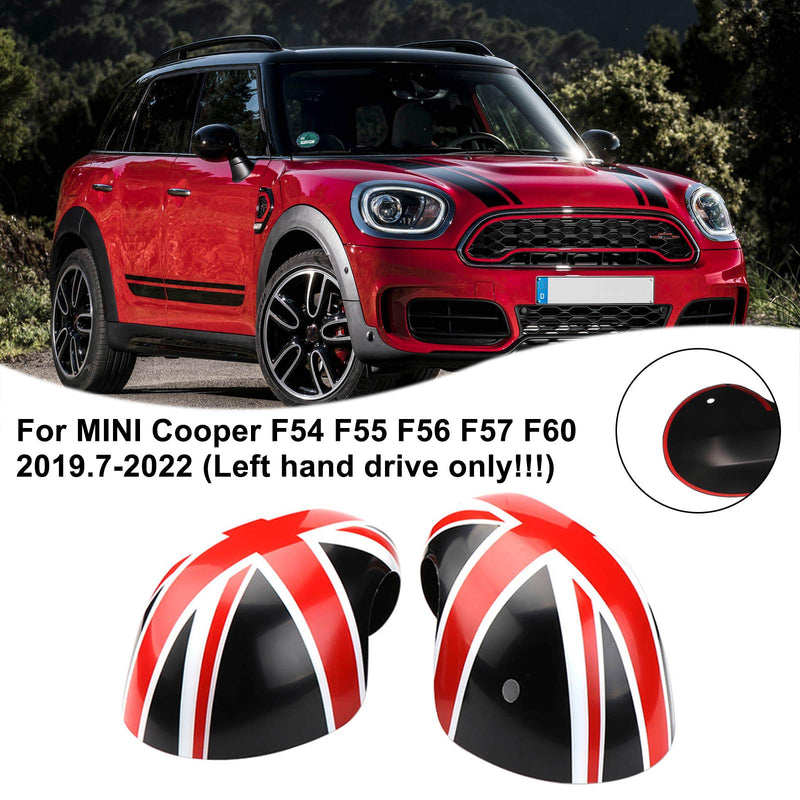 2019-2021 MINI Cooper F54 F55 F56 F57 F60 Union Jack UK Flag Spegelskydd för Svart/Rött Generic