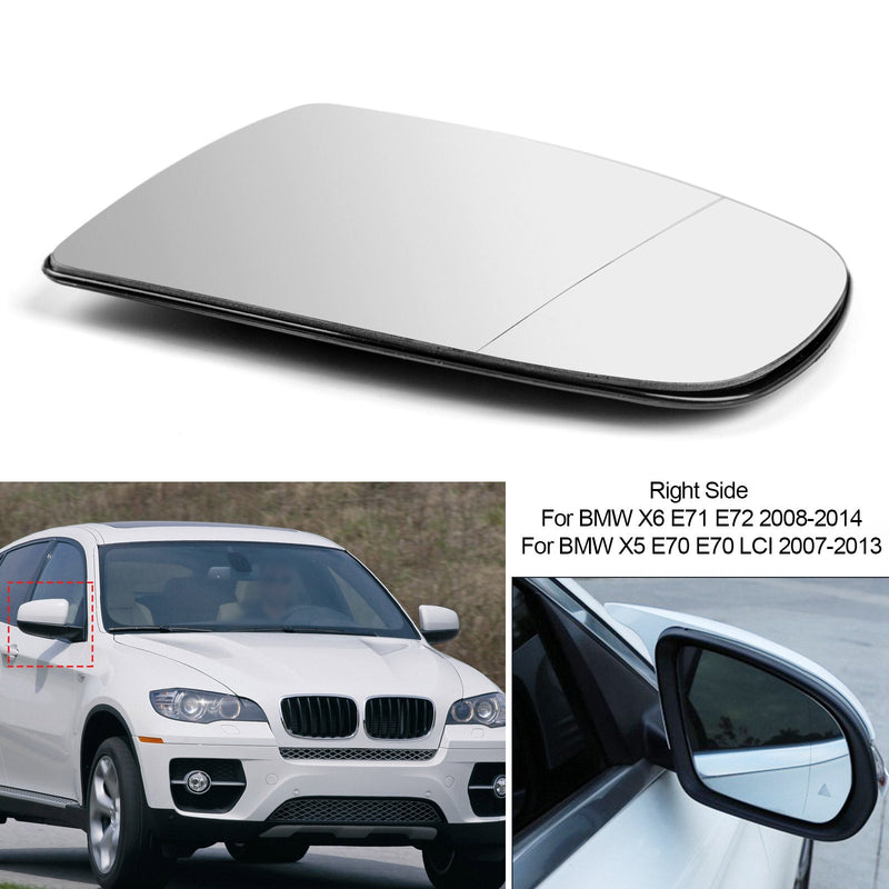 Högeruppvärmd backspegel vitt glas till BMW x5 x6 E70 E71 E72 2008-2014