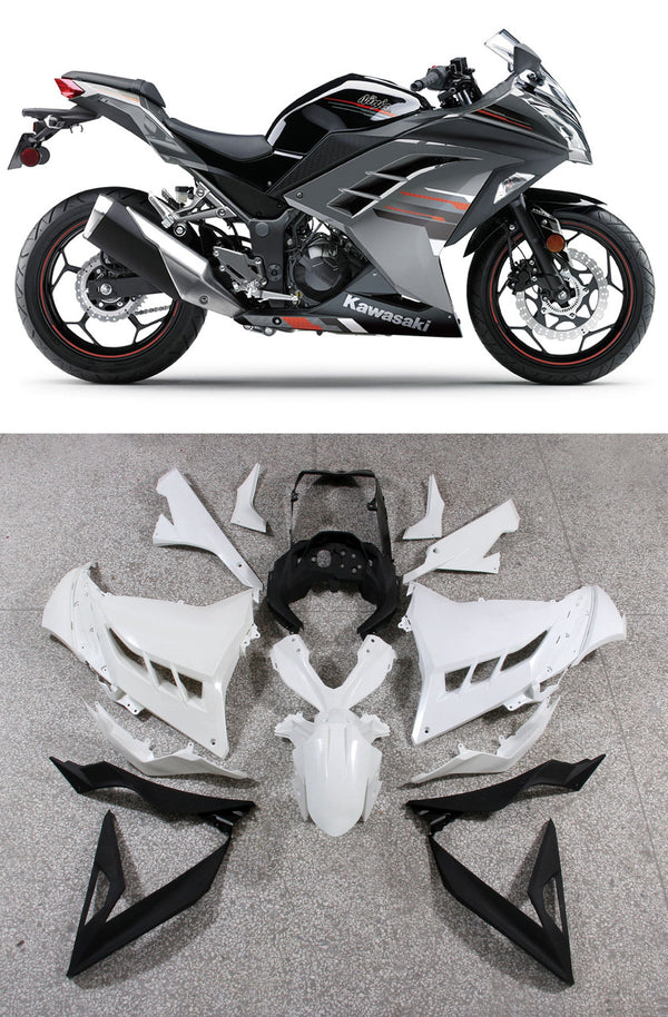 Fairings 2013-2017 Plast Kawasaki Ninja 300R EX300R Grå Svart Ninja Generisk