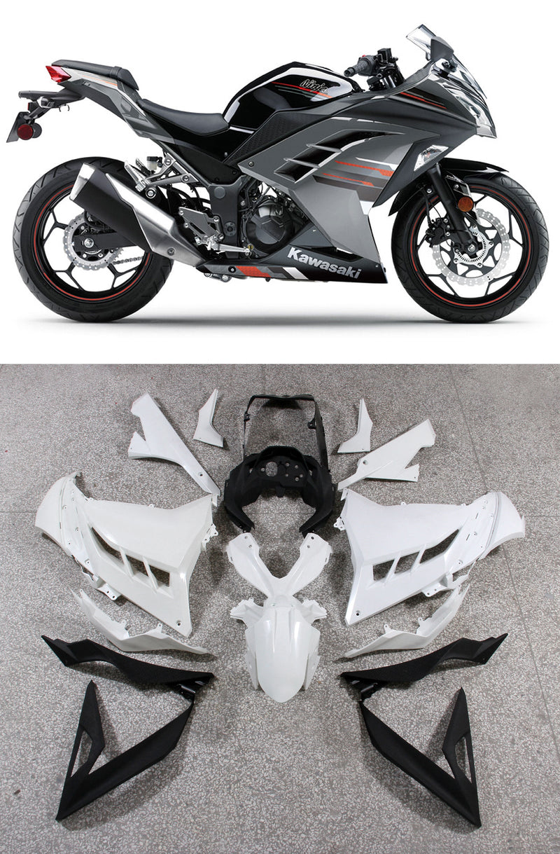 Fairings 2013-2017 Plast Kawasaki Ninja 300R EX300R Grå Svart Ninja Racing Generic