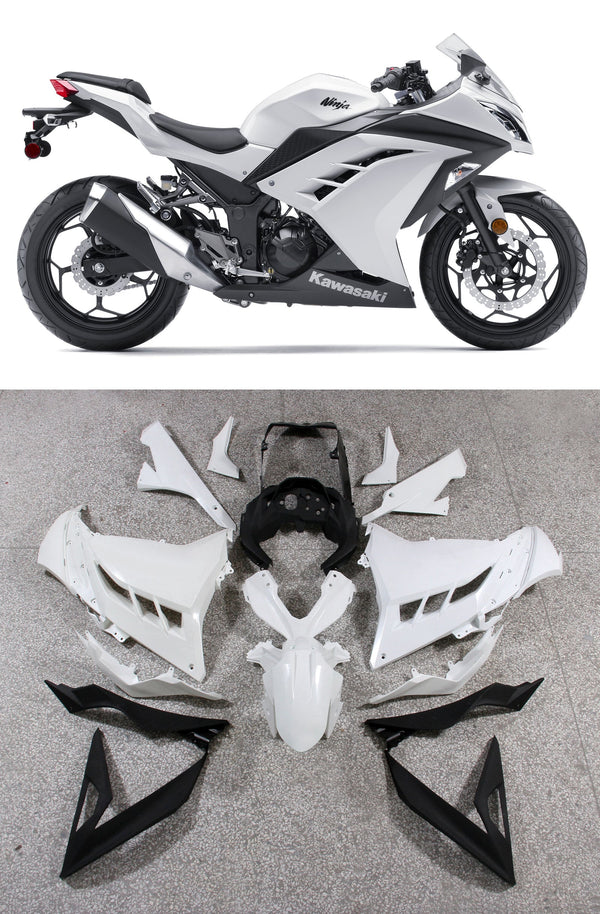 Carenagens 2013-2017 Plásticos Kawasaki Ninja 300R EX300R Branco Ninja Racing Genérico