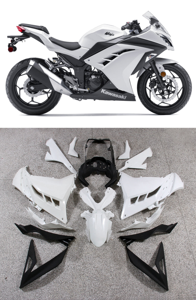 Owiewki 2013-2017 Tworzywa sztuczne Kawasaki Ninja 300R EX300R White Ninja Racing Generic